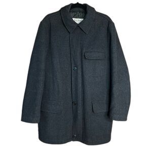 Vintage Balmain Black Hooded Pea Coat for Cold Weather | Size EU48 Medium